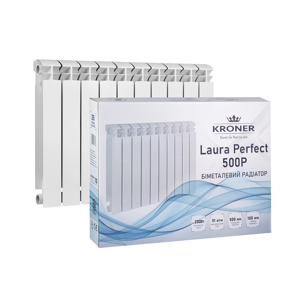 Радіатор біметалевий Kroner  Laura Perfect 500P 500х80х100 Фото - 4